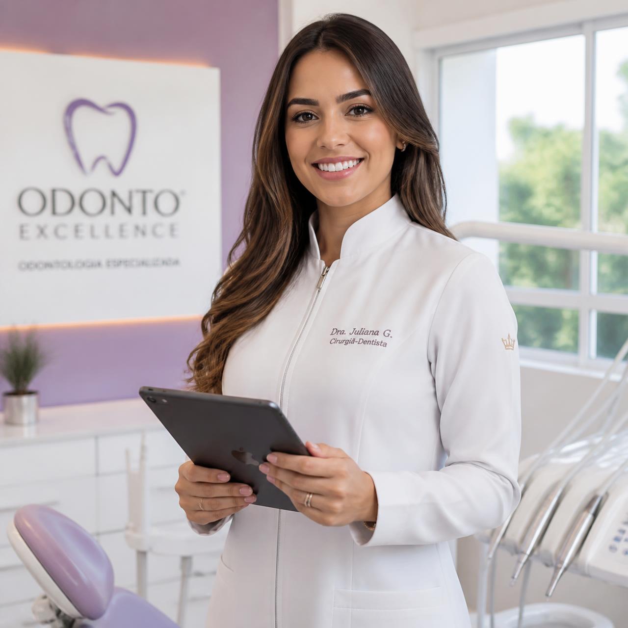 Dentista associado confiante utilizando o Odonto Ágil